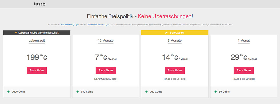 Lust.net-Kosten