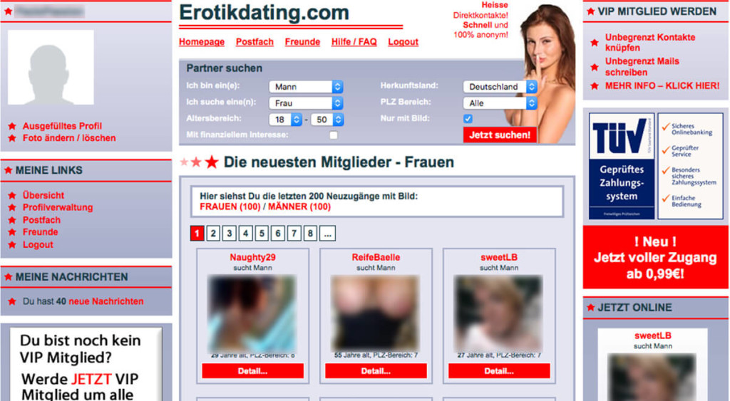 Erotikdating.com-Mitgliederbereich