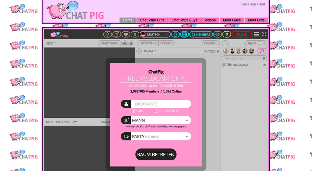 Chat Die Webseite ChatPig ist ein kostenlos nutzbarer Cam Chat, der auch al...